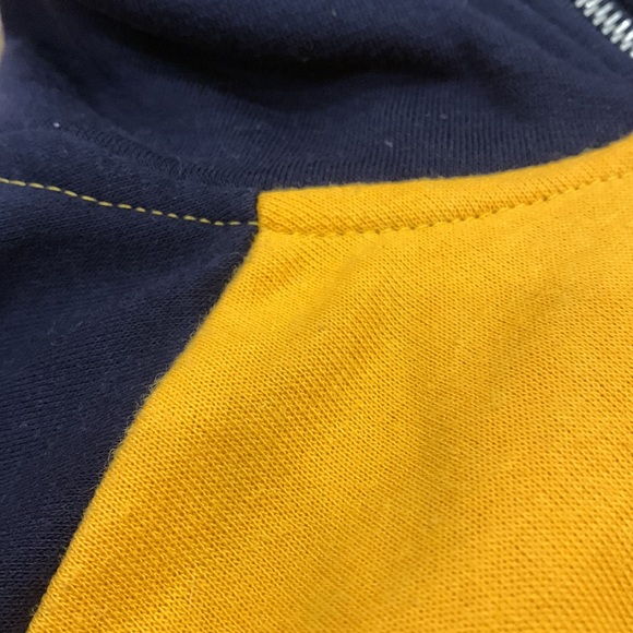 Nice sweatshirt with high neck with zipper • Yellow, White & Blue • - Picture 9 of 9